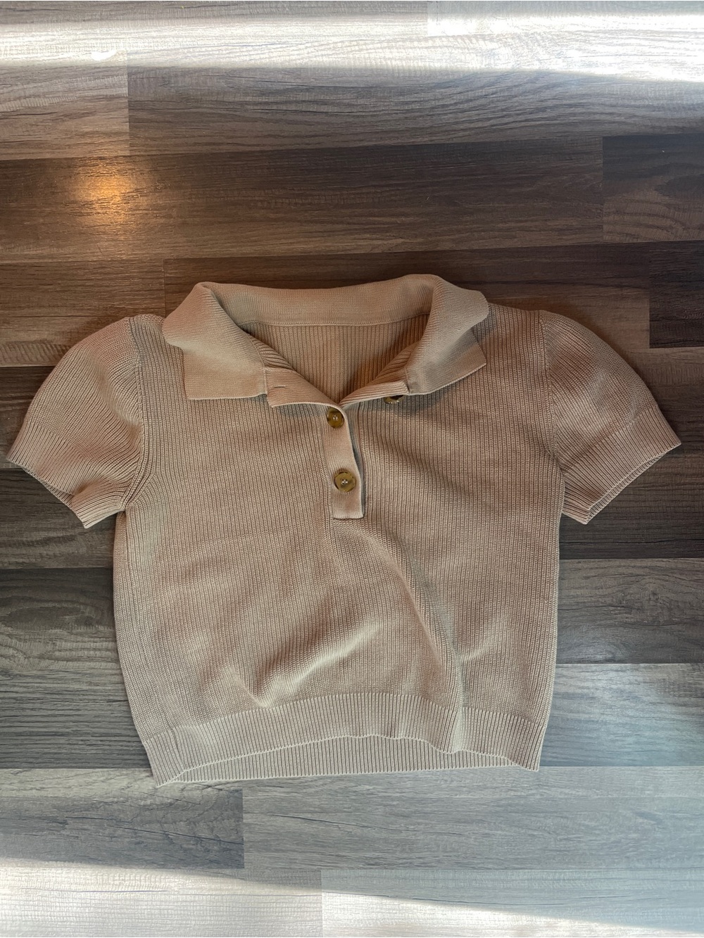 Los Angeles Apparel Knit Collared Crop Top